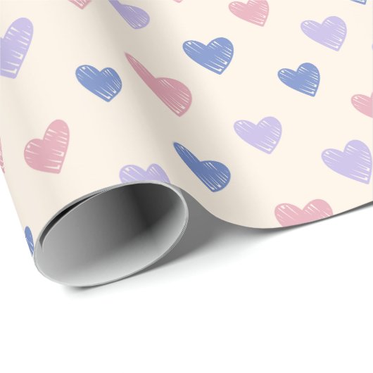 Hand Drawn Heart Doodle Pattern Wrapping Paper Cadeaupapier (Rol Hoek)