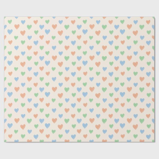 Hand Drawn Heart Doodle Pattern Wrapping Paper Cadeaupapier (Vlak)