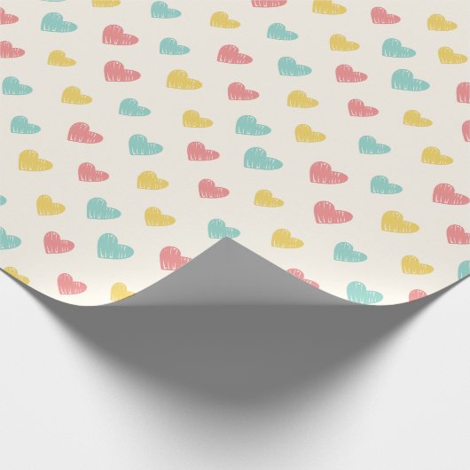 Hand Drawn Heart Doodle Pattern Wrapping Paper Cadeaupapier (Hoek)