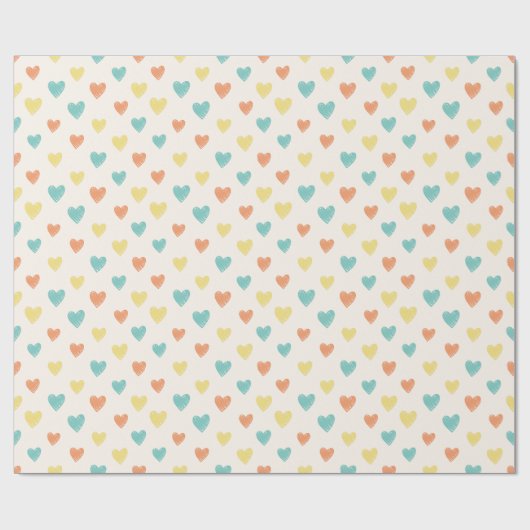 Hand Drawn Heart Doodle Pattern Wrapping Paper Cadeaupapier (Vlak)
