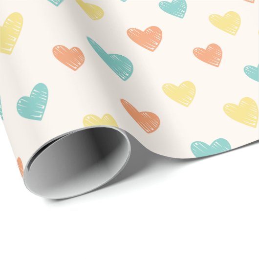 Hand Drawn Heart Doodle Pattern Wrapping Paper Cadeaupapier (Rol Hoek)