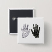 Hand Drawn Heart Doodled Hands Vierkante Button 5,1 Cm (Voorkant /achterkant)