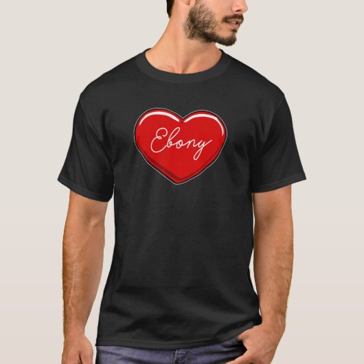 Hand Drawn Heart Ebony First Name Hearts I Love E T-shirt (Voorkant)