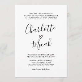 Hand Drawn Heart Formal Wedding Kaart