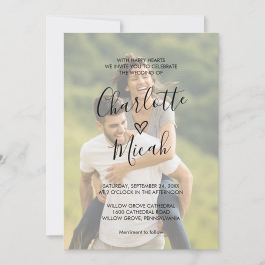 Hand Drawn Heart | Foto van het huwelijk Kaart (Voorkant)