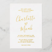 Hand Drawn Heart | Gold Foil Text Wedding Folie Uitnodiging (Voorkant)