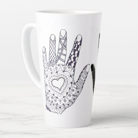 Hand Drawn Heart Hands Beer Stein Latte Mok (Linkerhoek)