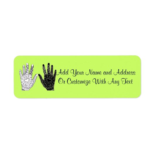 Hand Drawn Heart Hands Etiket (Voorkant)