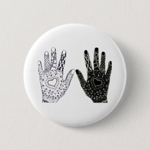Hand Drawn Heart Hands Ronde Button 5,7 Cm