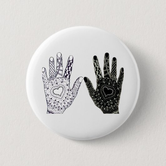 Hand Drawn Heart Hands Ronde Button 5,7 Cm (Voorkant)