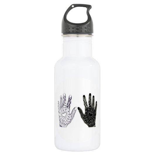Hand Drawn Heart Hands Waterfles (Voorkant)