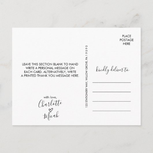 Hand Drawn Heart Hartelijk dank Briefkaart (Achterkant)