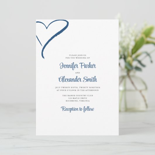 Hand Drawn Heart Minimal Wedding Kaart (Staand voorkant)