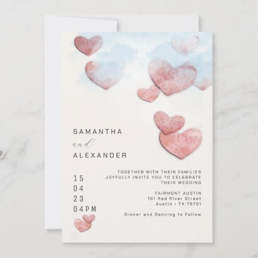 Hand Drawn Heart Romantic Intimate Wedding Kaart (Voorkant)