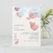 Hand Drawn Heart Romantic Intimate Wedding Kaart (Staand voorkant)