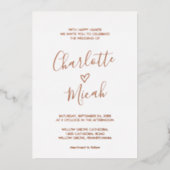 Hand Drawn Heart | Roos Gold Foil tekstbruiloft Folie Uitnodiging (Voorkant)