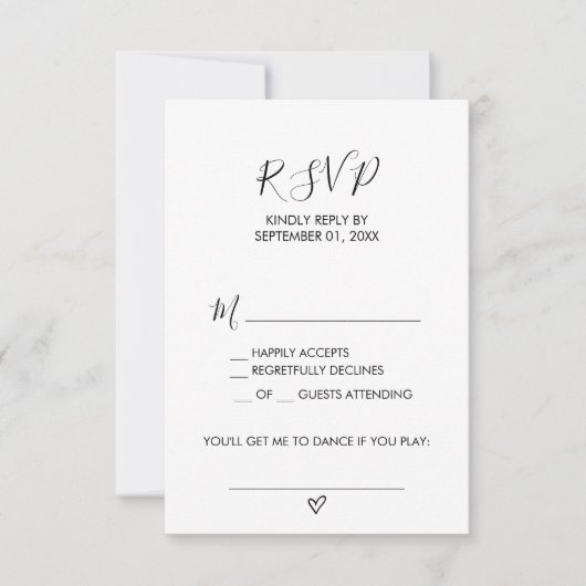 Hand Drawn Heart Song Request RSVP Card (Voorkant)