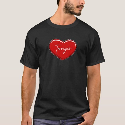 Hand Drawn Heart Tonya - Voornaam hart I love T-shirt (Voorkant)