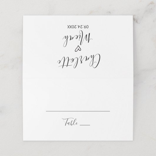 Hand Drawn Heart Wedding Plaatskaartje (Buitenkant ongevouwen)