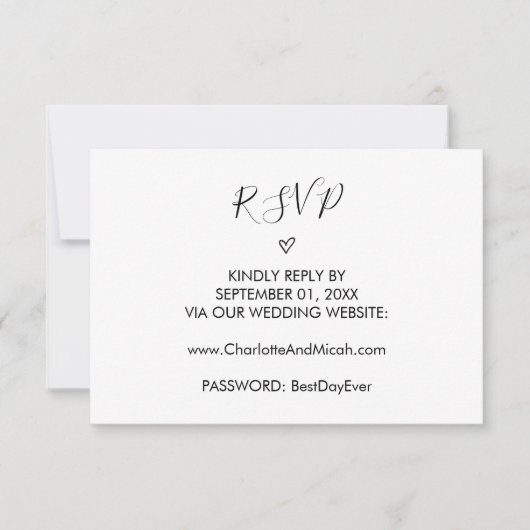 Hand Drawn Heart Wedding Website RSVP-kaart RSVP Kaartje (Voorkant)