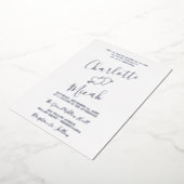 Hand Drawn Heart | Zilverfolietekstweddenschap Folie Uitnodiging (Gedraaid)