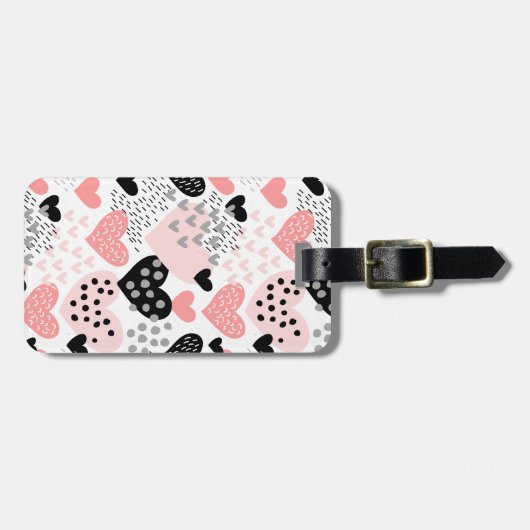 Hand Drawn Hearts and Stippen Pattern ID471 Bagagelabel (Voorkant horizontaal)