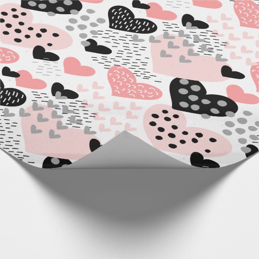 Hand Drawn Hearts and Stippen Pattern ID471 Cadeaupapier (Hoek)