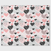 Hand Drawn Hearts and Stippen Pattern ID471 Cadeaupapier (Vlak)
