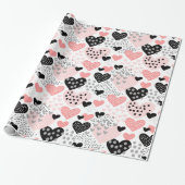 Hand Drawn Hearts and Stippen Pattern ID471 Cadeaupapier (Uitgerold)