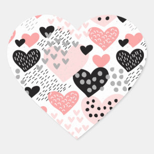 Hand Drawn Hearts and Stippen Pattern ID471 Hart Sticker