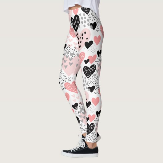 Hand Drawn Hearts and Stippen Pattern ID471 Leggings (Links)