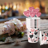Hand Drawn Hearts and Stippen Pattern ID471 Papieren Bekers