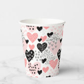 Hand Drawn Hearts and Stippen Pattern ID471 Papieren Bekers (Rechts)