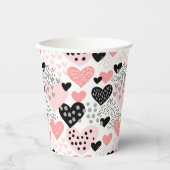 Hand Drawn Hearts and Stippen Pattern ID471 Papieren Bekers (Voorkant)
