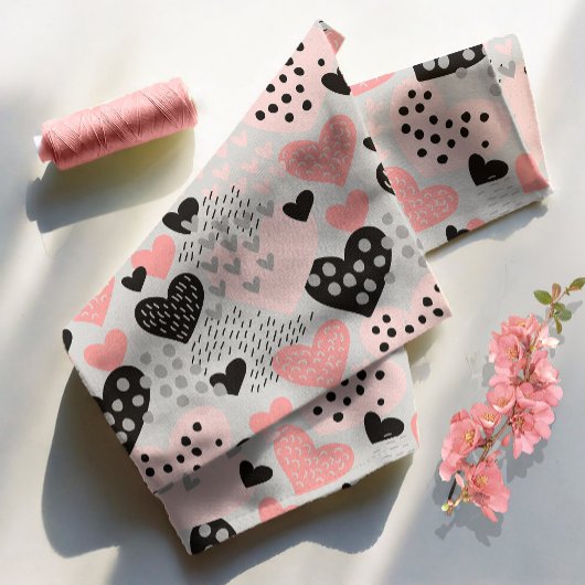 Hand Drawn Hearts and Stippen Pattern ID471 Stof