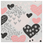 Hand Drawn Hearts and Stippen Pattern ID471 Stof (Close Up)