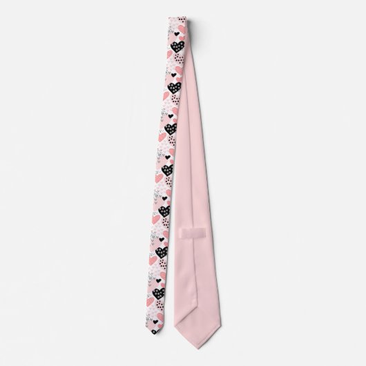 Hand Drawn Hearts and Stippen Pattern ID471 Stropdas (Achterkant)