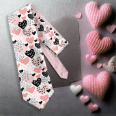 Hand Drawn Hearts and Stippen Pattern ID471 Stropdas