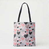 Hand Drawn Hearts and Stippen Pattern ID471 Tote Bag (Voorkant)