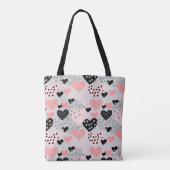 Hand Drawn Hearts and Stippen Pattern ID471 Tote Bag (Achterkant)