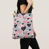 Hand Drawn Hearts and Stippen Pattern ID471 Tote Bag (Dichtbij)