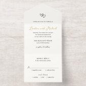 Hand Drawn Hearts Doodle Modern Wedding All In One Uitnodiging (Binnenkant)