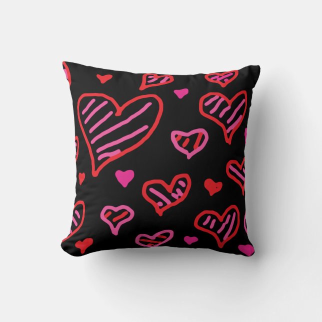 Hand Drawn Hearts Pillow Kussen (Voorkant)