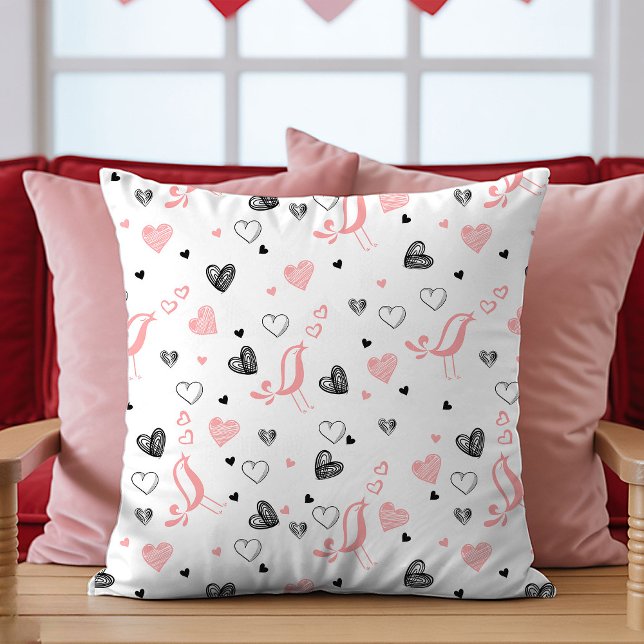 Hand Drawn Hearts Pillow Romantic Love Gift Design Kussen (Hand Drawn Hearts Pillow Romantic Love Gift Design

)
