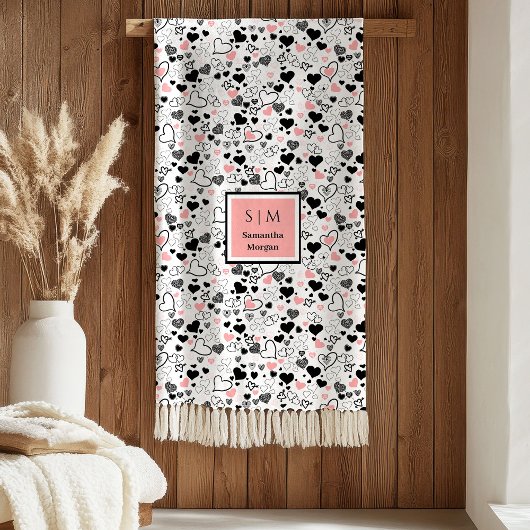 Hand Drawn Hearts Romantic Wedding Love Gift Art Fleece Deken