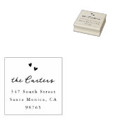 Hand Drawn Hearts Whimsical Script Name & Address Rubberstempel (Gestempeld)