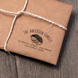 Hand Drawn Hedgel   Aangepast naam en retouradres Rubberstempel