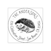 Hand Drawn Hedgel | Familienaam Retouradres Rubberstempel (Afrduk)