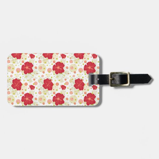 Hand Drawn Hibiscus Pattern Bagagelabel (Voorkant horizontaal)