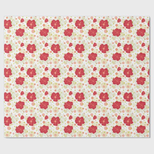 Hand Drawn Hibiscus Pattern Cadeaupapier (Vlak)
